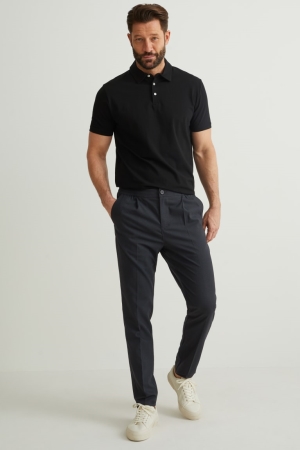 Anthracite C&A Chinos Tapered Fit Flex Men's Trousers | HOTQL-2891