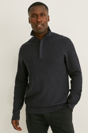 Anthracite C&A Pima Cotton Men's Jumper | TABIO-0965