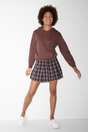 Beige / Blue C&A Clockhouse Check Women's Skirts | QTKFU-7125