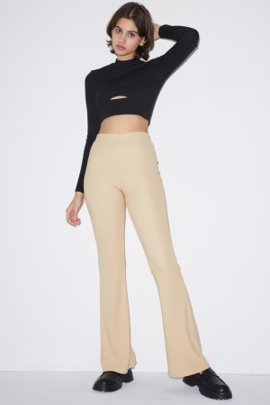 Beige C&A Clockhouse Jersey Flared Women's Trousers | FBEJL-4523