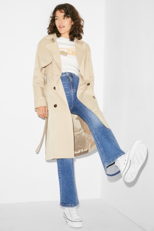 Beige C&A Clockhouse Trench Women's Coats | NHVPG-1257