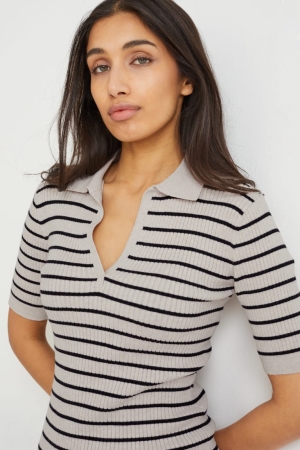 Beige C&A Lenzing™ Ecovero™ Striped Women's T-shirts | VQNYO-1539