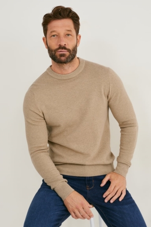 Beige C&A Men's Jumper | XVGHK-1735