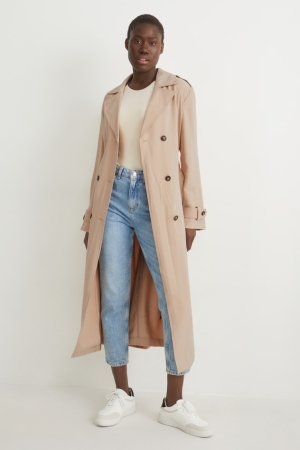 Beige C&A Trench With Lenzing™ Ecovero™ Women's Jackets | FYMKW-9043