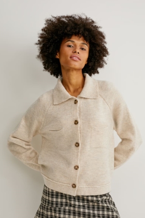 Beige Melange C&A Recycled Women's Cardigan | MSGVF-1985