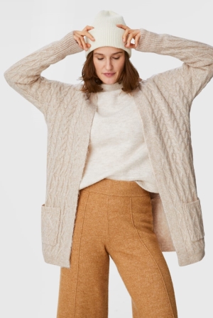 Beige Melange C&A Recycled Women's Cardigan | QFJOT-7241