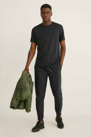 Black C&A Active Joggers Flex 4 Way Stretch Men's Trousers | SLRJT-8793