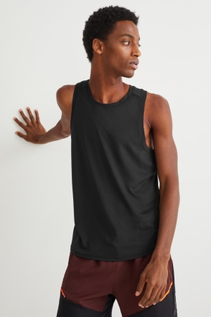 Black C&A Active Men's Top | WEGFL-5021