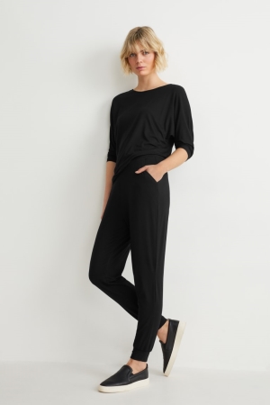 Black C&A Basic Joggers With Lenzing™ Ecovero™ Women's Trousers | FBZCE-3958