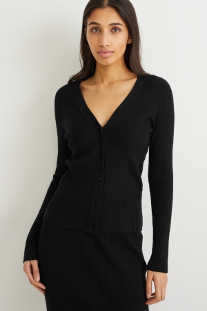 Black C&A Basic With Lenzing™ Ecovero™ Women's Cardigan | MWSFD-6281