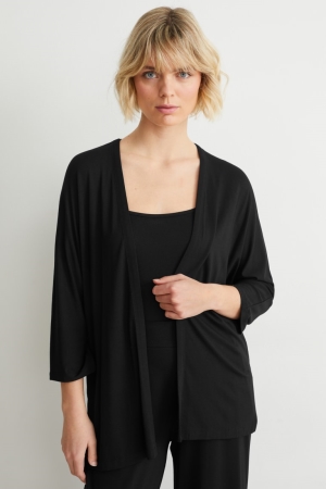 Black C&A Basic With Lenzing™ Ecovero™ Women's Cardigan | WFSMN-7982