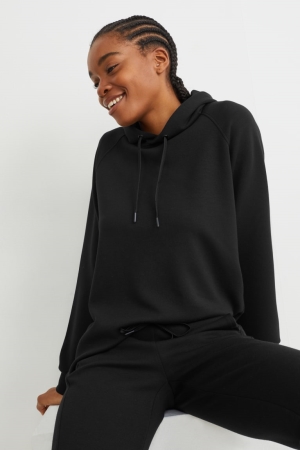 Black C&A Basic Women's Hoodie | KYPXS-9560