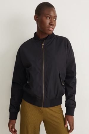 Black C&A Bomber Women's Jackets | ANTEQ-8157