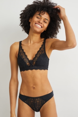 Black C&A Bralette Women's Underwear | XWFML-9830