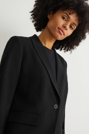 Black C&A Business Blazer- Regular Fit 4 Way Stretch Women's Blazers | AGRLT-6920