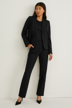 Black C&A Business Mid-rise Waist Straight Fit Women's Trousers | MYXEH-6752