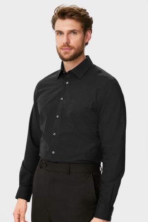 Black C&A Business Regular Fit Kent Collar Easy-iron Men's Shirts | XQPYC-8137