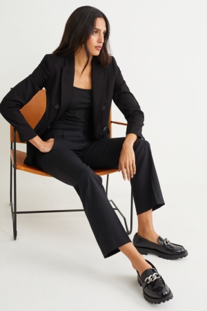 Black C&A Business Regular Fit Women's Jackets | DCGBQ-1483