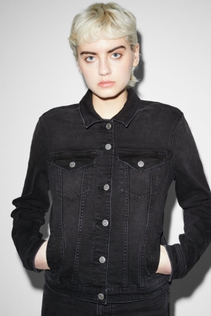 Black C&A Clockhouse Denim Women's Jackets | KNTHM-0257