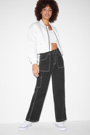 Black C&A Clockhouse High Waist Wide Leg Women's Trousers | RIBTQ-4796