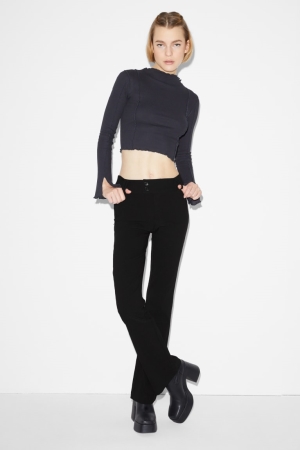 Black C&A Clockhouse Jersey Flared With Lenzing™ Ecovero™ Women's Trousers | AIOCR-6915