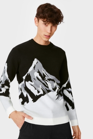 Black C&A Clockhouse Men's Jumper | UPIAS-1496