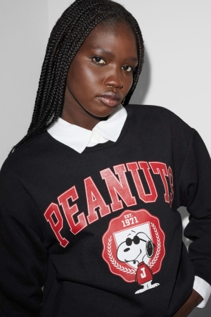 Black C&A Clockhouse Peanuts Women's Sweatshirts | BYNTS-9768