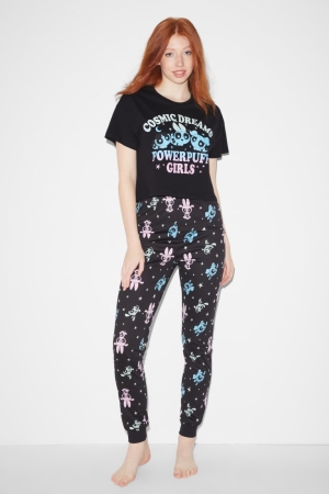 Black C&A Clockhouse Pyjamas Powerpuff Girls Women's Nightwear | XSBWG-4253