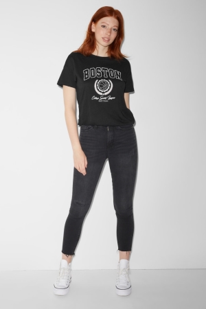 Black C&A Clockhouse Skinny Super High Waist Recycled Women's Jeans | QVGXM-1034