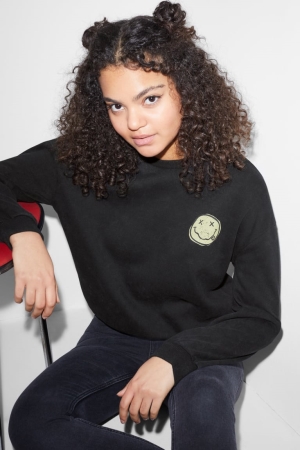 Black C&A Clockhouse With Recycled Cotton Nirvana Women's Sweatshirts | PYATD-6310