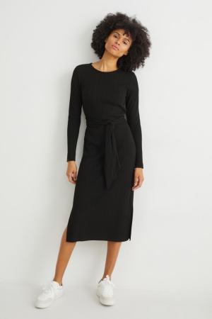 Black C&A Column Women's Dress | GRZLC-1285