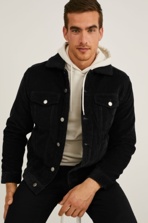 Black C&A Corduroy Men's Jackets | SAZLW-9382