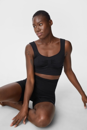 Black C&A Crop Seamless Women's Underwear | KPVQN-3648