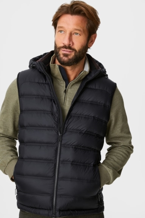 Black C&A Down Gilet With Hood Rds-certified Men's Jackets | JFCGK-1023