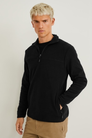 Black C&A Fleece Recycled Men's Sweatshirts | RYSVW-9684