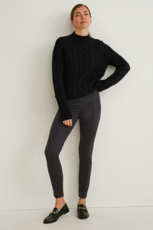 Black C&A Jersey Slim Fit Recycled Women's Trousers | OENPM-9504