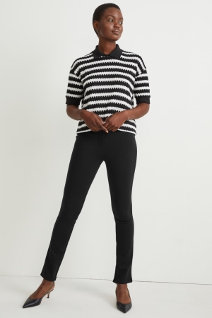 Black C&A Jersey Straight Fit With Lenzing™ Ecovero™ Women's Trousers | VZCQA-7648