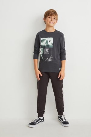 Black C&A Joggers Boys' Trousers | HMOZT-1680