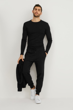 Black C&A Joggers Organic Cotton Men's Trousers | FULIB-6701