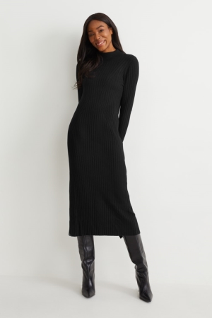 Black C&A Knitted With Lenzing™ Ecovero™ Women's Dress | LMBPX-3540