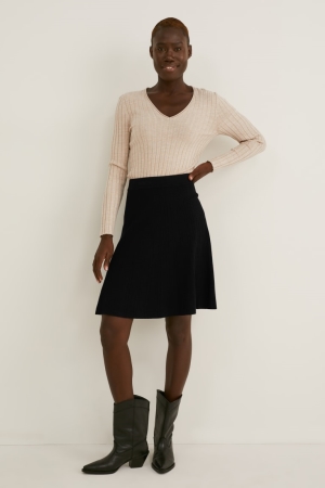 Black C&A Knitted Women's Skirts | HYKNM-1789