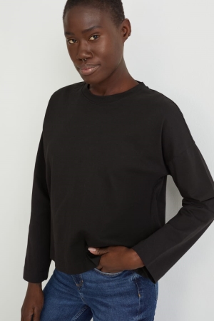 Black C&A Long Sleeve Women's Top | REWFT-8654