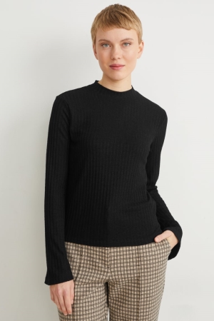 Black C&A Long Sleeve Women's Top | UCIEG-5320