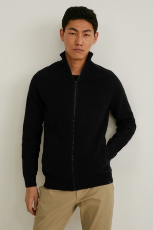 Black C&A Men's Cardigan | KPDSM-6510