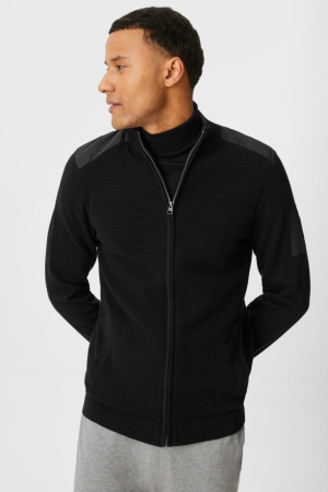 Black C&A Men's Cardigan | NICBA-6703