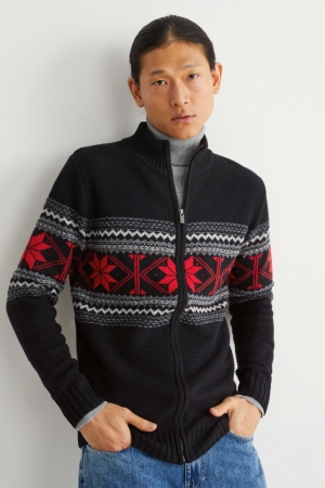 Black C&A Men's Cardigan | OKWEI-1286