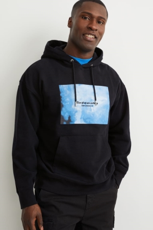 Black C&A Men's Sweatshirts | AQDPK-1326