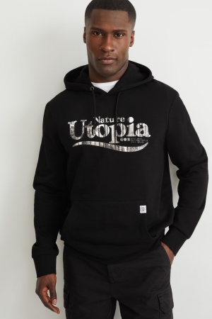 Black C&A Men's Sweatshirts | ODFTU-3782