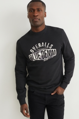 Black C&A Men's Sweatshirts | TYZGV-4618