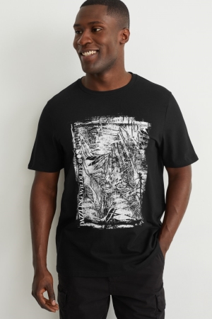 Black C&A Men's T-shirts | RHVGN-5497